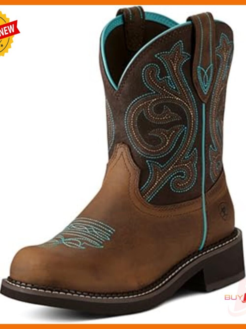 Leather Western Boots Mid-Calf Work Boots Slip-On Round Toe